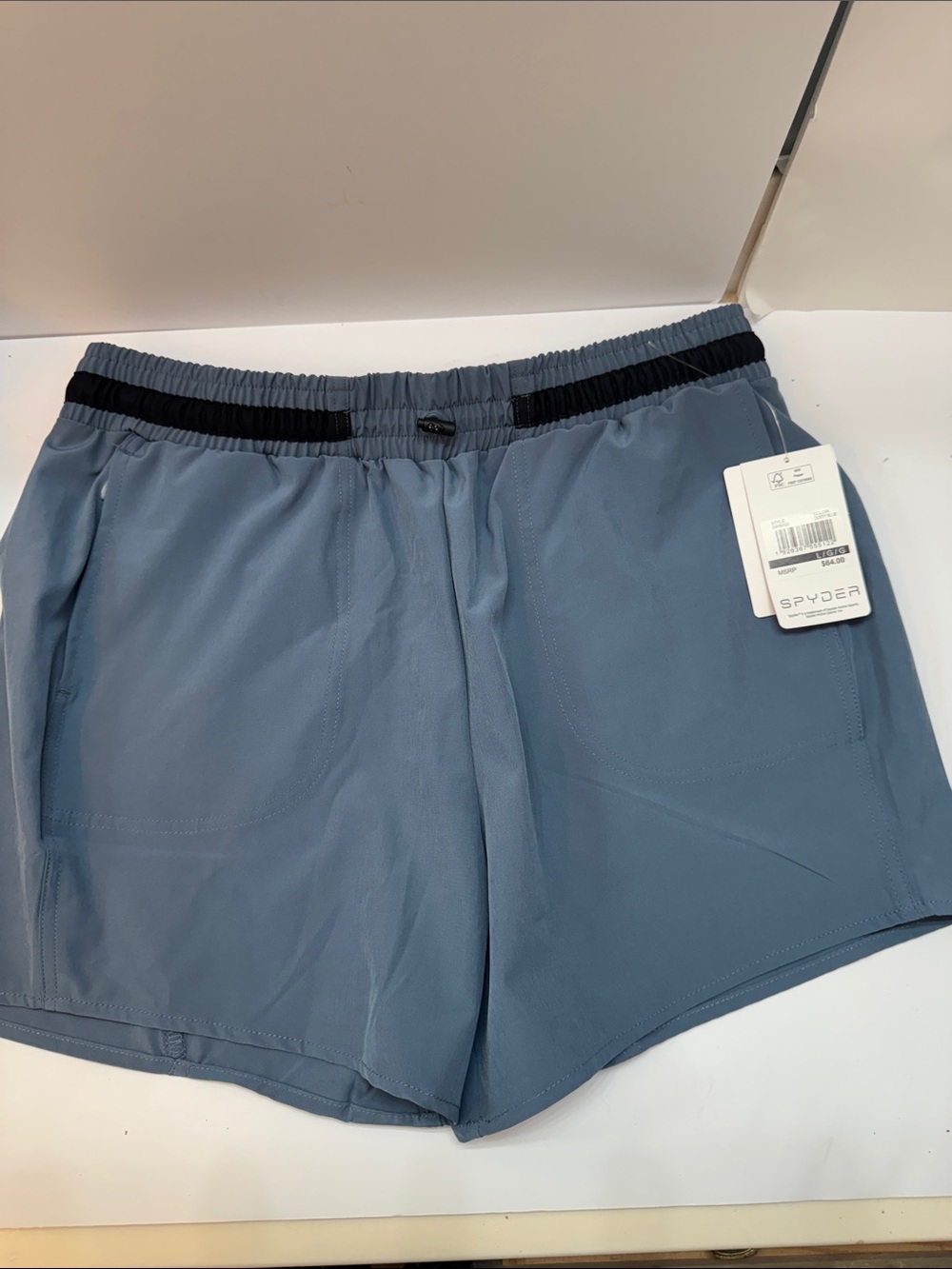 Spyder Slate Blue Athletic Shorts with Black Waistband
